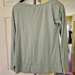 Women's GapFit light blue / robin's egg blue brushed tech jersey boatneck top